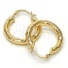 Oro Laminado Small Hoop, Gold Filled Style Hollow Design, Diamond Cutting Finish, Golden Finish, 5.139.044.25