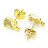 Oro Laminado Stud Earring, Gold Filled Style Elephant Design, with White Cubic Zirconia, Polished, Golden Finish, 02.156.0401