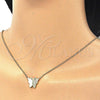 Sterling Silver Pendant Necklace, Butterfly Design, with White Micro Pave, Polished, Golden Finish, 04.336.0098.2.16