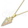 Oro Laminado Fancy Pendant, Gold Filled Style Diamond Cutting Finish, Tricolor, 5.182.041