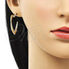 Oro Laminado Stud Earring, Gold Filled Style Heart and Twist Design, with Ivory Pearl, Polished, Golden Finish, 02.379.0052