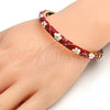 Oro Laminado Individual Bangle, Gold Filled Style Flower Design, Red Enamel Finish, Golden Finish, 07.246.0006.7.05 (06 MM Thickness, Size 5 - 2.50 Diameter)