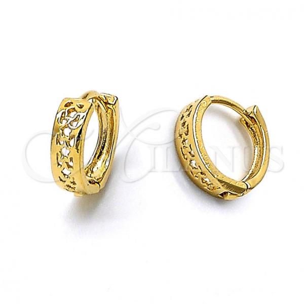 Oro Laminado Huggie Hoop, Gold Filled Style Star Design, Polished, Golden Finish, 5.133.027