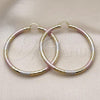 Oro Laminado Extra Large Hoop, Gold Filled Style Hollow Design, Diamond Cutting Finish, Tricolor, 02.213.0311.1.70