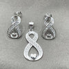 Sterling Silver Earring and Pendant Adult Set, Polished, Silver Finish, 10.398.0002