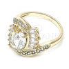 Oro Laminado Multi Stone Ring, Gold Filled Style with White Cubic Zirconia, Polished, Golden Finish, 01.210.0101.08 (Size 8)