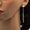 Rhodium Plated Long Earring, Flower Design, with Crystal Swarovski Crystals, Polished, Rhodium Finish, 02.239.0022