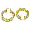 Oro Laminado Medium Hoop, Gold Filled Style and Greek Key Diamond Cutting Finish, Golden Finish, 5.151.007.40