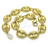 Oro Laminado Basic Anklet, Gold Filled Style Puff Mariner Design, Polished, Golden Finish, 04.63.1411.10