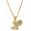 Oro Laminado Pendant Necklace, Gold Filled Style with White Micro Pave, Polished, Golden Finish, 04.156.0038.20