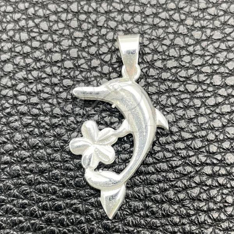 Sterling Silver Fancy Pendant, Dolphin Design, Polished, Silver Finish, 05.392.0078