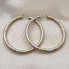 Oro Laminado Extra Large Hoop, Gold Filled Style Hollow Design, Diamond Cutting Finish, Tricolor, 02.213.0813.70