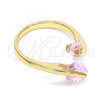 Oro Laminado Multi Stone Ring, Gold Filled Style Heart Design, with Pink Cubic Zirconia, Polished, Golden Finish, 01.284.0055