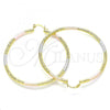 Oro Laminado Large Hoop, Gold Filled Style Diamond Cutting Finish, Tricolor, 02.170.0394.60