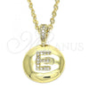 Oro Laminado Fancy Pendant, Gold Filled Style Initials Design, with White Cubic Zirconia, Polished, Golden Finish, 05.341.0005