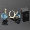Oro Laminado Leverback Earring, Gold Filled Style with Blue Topaz Cubic Zirconia, Polished, Golden Finish, 5.128.062