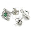 Sterling Silver Stud Earring, with Green and White Cubic Zirconia, Polished, Rhodium Finish, 02.369.0010.1