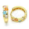 Oro Laminado Huggie Hoop, Gold Filled Style with Multicolor Cubic Zirconia, Polished, Golden Finish, 02.210.0071.15