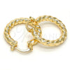 Oro Laminado Small Hoop, Gold Filled Style Hollow and Twist Design, Diamond Cutting Finish, Golden Finish, 02.170.0108.25