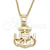 Oro Laminado Fancy Pendant, Gold Filled Style Anchor Design, Polished, Golden Finish, 5.182.038