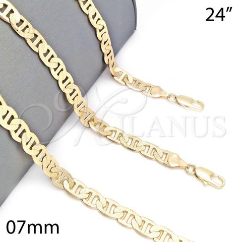 Oro Laminado Basic Necklace, Gold Filled Style Mariner Design, Polished, Golden Finish, 04.213.0188.24