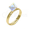 Oro Laminado Multi Stone Ring, Gold Filled Style with Aurore Boreale Swarovski Crystals, Polished, Golden Finish, 01.239.0003.9 (One size fits all)