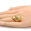 Oro Laminado Multi Stone Ring, Gold Filled Style with White Crystal, Polished, Golden Finish, 01.241.0002.09 (Size 9)