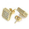 Oro Laminado Stud Earring, Gold Filled Style with White Micro Pave, Polished, Golden Finish, 02.344.0067