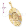 Oro Laminado Religious Pendant, Gold Filled Style Altagracia Design, Diamond Cutting Finish, Tricolor, 5.196.015