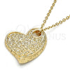 Oro Laminado Fancy Pendant, Gold Filled Style Heart Design, Diamond Cutting Finish, Golden Finish, 5.179.026