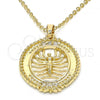 Oro Laminado Fancy Pendant, Gold Filled Style with White Crystal, Polished,, 05.213.0038
