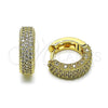 Oro Laminado Huggie Hoop, Gold Filled Style with White Cubic Zirconia, Polished, Golden Finish, 02.283.0213.20