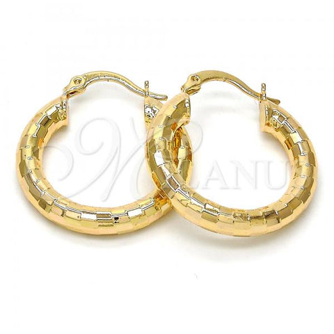 Oro Laminado Small Hoop, Gold Filled Style Hollow Design, Diamond Cutting Finish, Golden Finish, 5.139.044.25