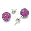 Sterling Silver Stud Earring, with Ruby Crystal, Polished, Rhodium Finish, 02.332.0042.11