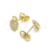 Oro Laminado Stud Earring, Gold Filled Style Pineapple Design, with White Micro Pave, Polished, Golden Finish, 02.156.0580