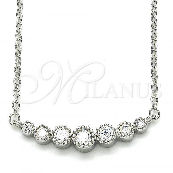 Sterling Silver Pendant Necklace, with White Cubic Zirconia, Polished, Rhodium Finish, 04.336.0089.16