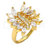 Oro Laminado Multi Stone Ring, Gold Filled Style with White Cubic Zirconia, Polished, Golden Finish, 01.210.0044.07 (Size 7)