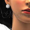 Sterling Silver Earring and Pendant Adult Set, with White Cubic Zirconia, Polished, Rhodium Finish, 10.175.0037