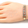 Oro Laminado Fancy Bracelet, Gold Filled Style Guadalupe Design, with White Crystal, Polished, Tricolor, 03.380.0022.08