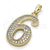 Oro Laminado Fancy Pendant, Gold Filled Style with White Cubic Zirconia, Polished, Golden Finish, 05.185.0026