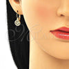 Oro Laminado Leverback Earring, Gold Filled Style Butterfly Design, with White Micro Pave, Polished, Golden Finish, 02.210.0379