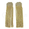 Oro Laminado Long Earring, Gold Filled Style with White Crystal, Polished, Golden Finish, 02.268.0101