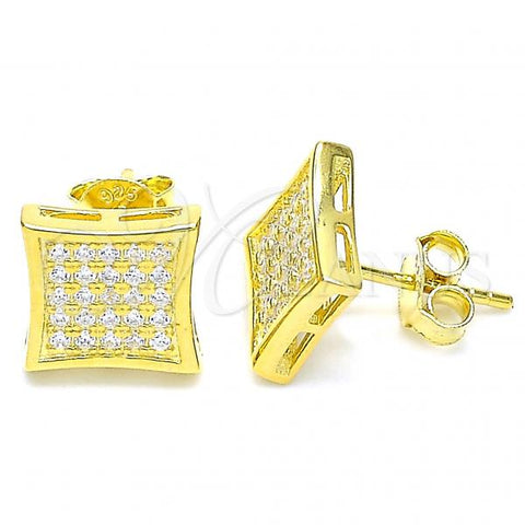 Sterling Silver Stud Earring, with White Cubic Zirconia, Polished, Golden Finish, 02.369.0013.2