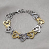 Stainless Steel Fancy Bracelet, Heart Design, Polished, Two Tone, 03.63.22105.08