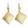 Oro Laminado Dangle Earring, Gold Filled Style Matte Finish, Golden Finish, 5.105.008