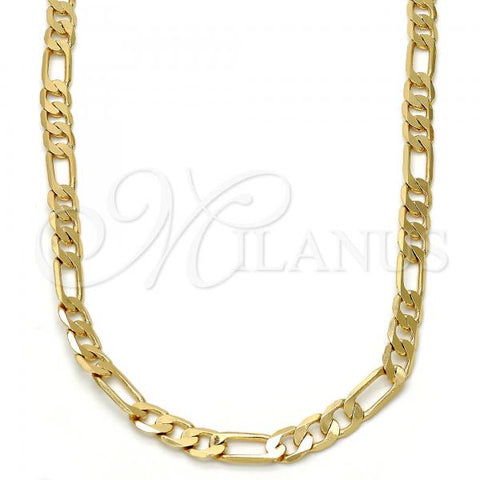 Gold Tone Basic Necklace, Figaro Design, Polished, Golden Finish, 04.242.0017.24GT