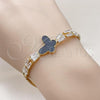 Oro Laminado Fancy Bracelet, Gold Filled Style Butterfly and Baguette Design, with Black Mother of Pearl and White Cubic Zirconia, Polished, Golden Finish, 03.283.0438.07