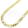Oro Laminado Basic Necklace, Gold Filled Style Figaro Design, Polished, Golden Finish, 5.222.012.28