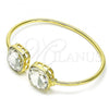 Oro Laminado Individual Bangle, Gold Filled Style with White Crystal, Polished, Golden Finish, 07.380.0006