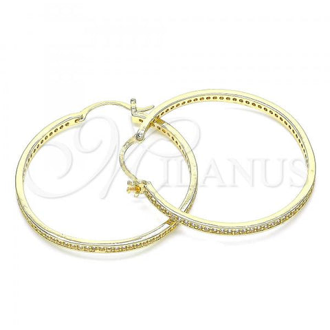 Oro Laminado Medium Hoop, Gold Filled Style with White Micro Pave, Polished, Golden Finish, 02.185.0005.40